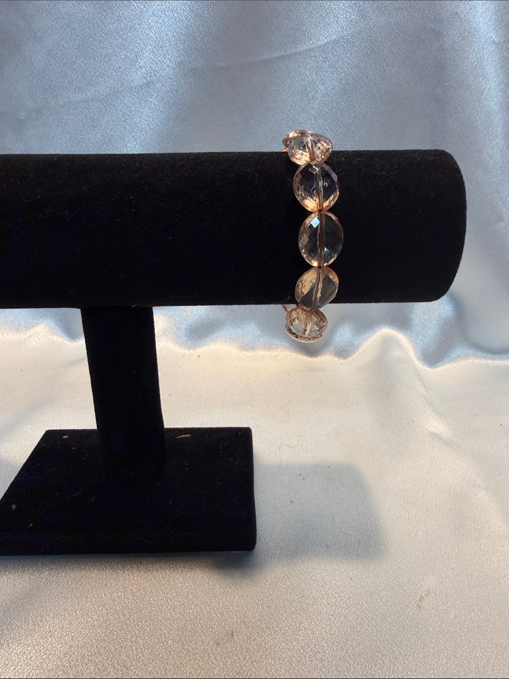 Source Unknown Clear Faceted Bead Stretch Bracelet